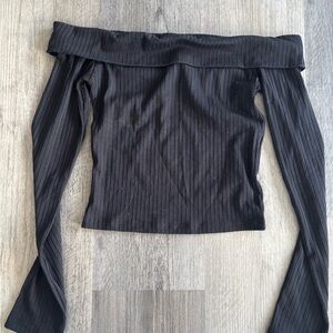 H&M Black Ribbed Off the Shoulder Sweater